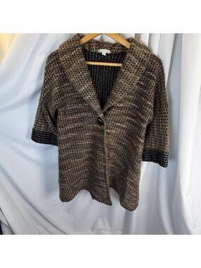 Avalin Women's Brown Patterned Popcorn Knit Button Cardigan. Size Small Button